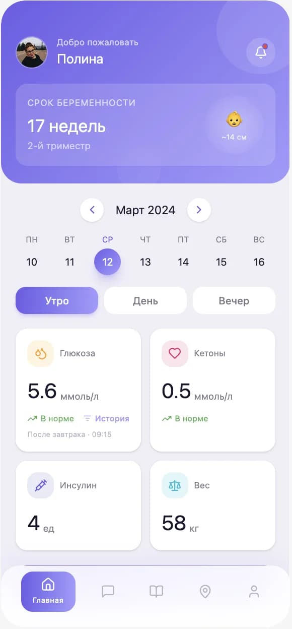 Главный экран приложения Diabelly