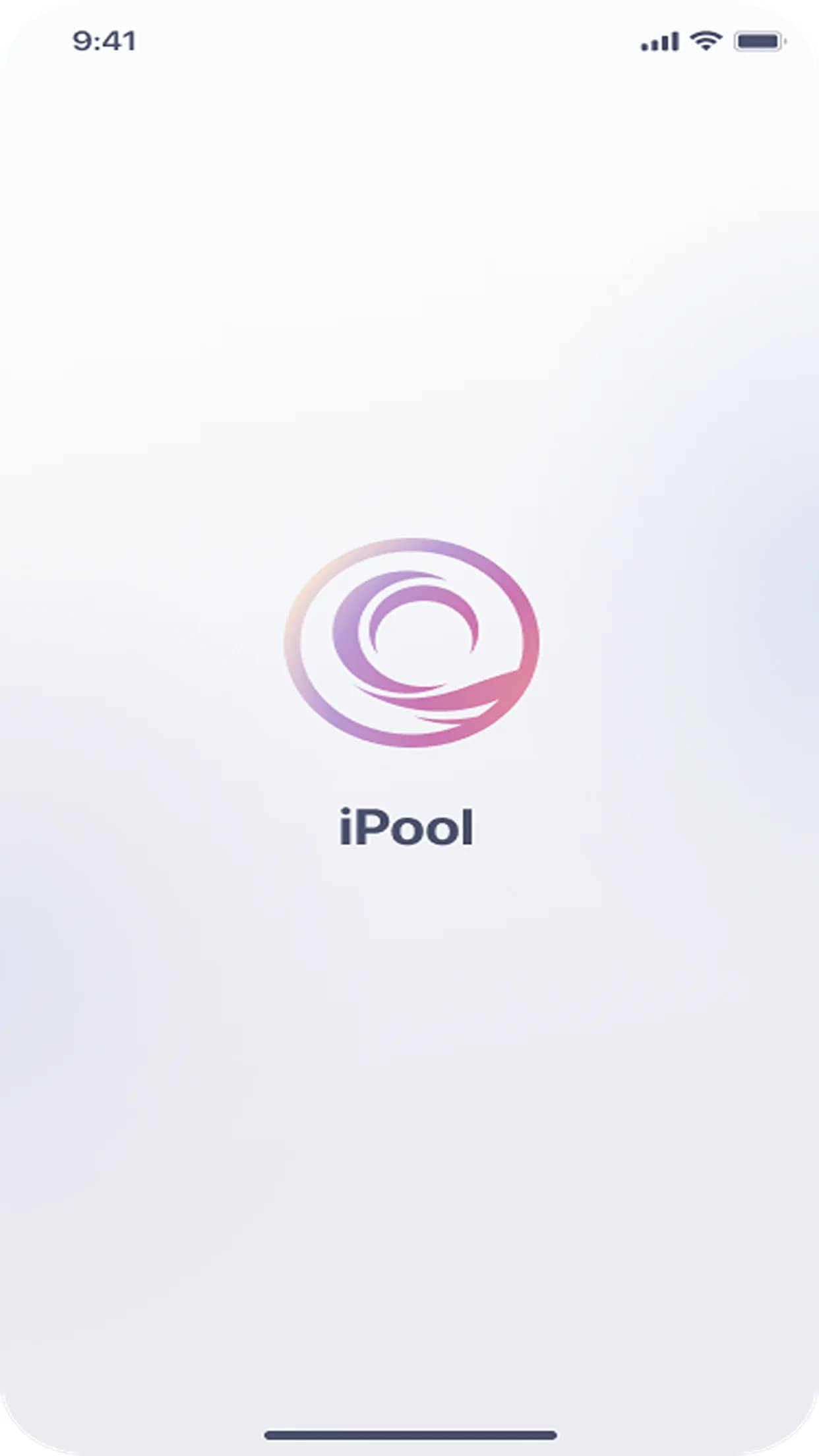 iPool+ — стартовый экран приложения Стартовый экран мобильного приложения iPool+